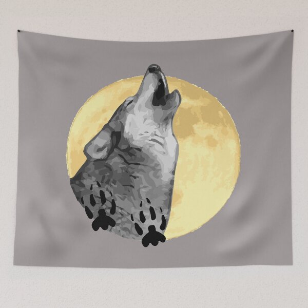 Item preview, Wolf Design, howling at the moon, wildlife designed and sold by Sandra O'Toole.