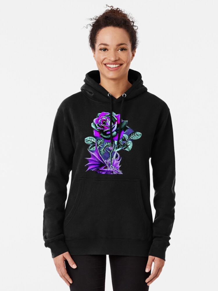 Purple Rose with a purple dragon Pullover Hoodie for Sale by slashrose4ever Redbubble