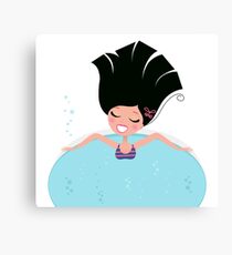 Young pretty woman relaxing in whirlpool Canvas Print