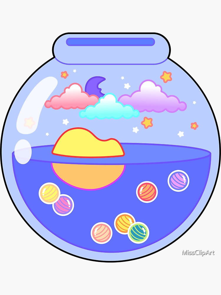 "Boba Fish Bowl Sticker" Sticker by MissClipArt Redbubble