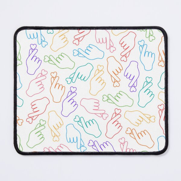 Multicolored Finger Heart on White Mouse Pad