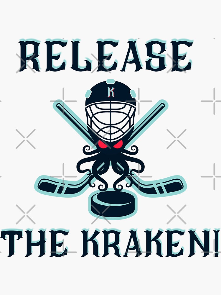Release the kraken. Кракен стикер. Бирюзовый баул для хоккея Seatle Kraken.
