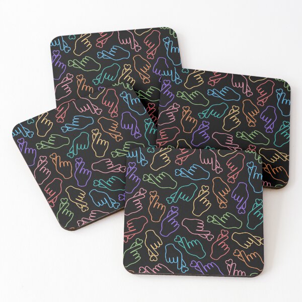Item preview, Multicolored Finger Heart on Black designed and sold by bom-iseul.