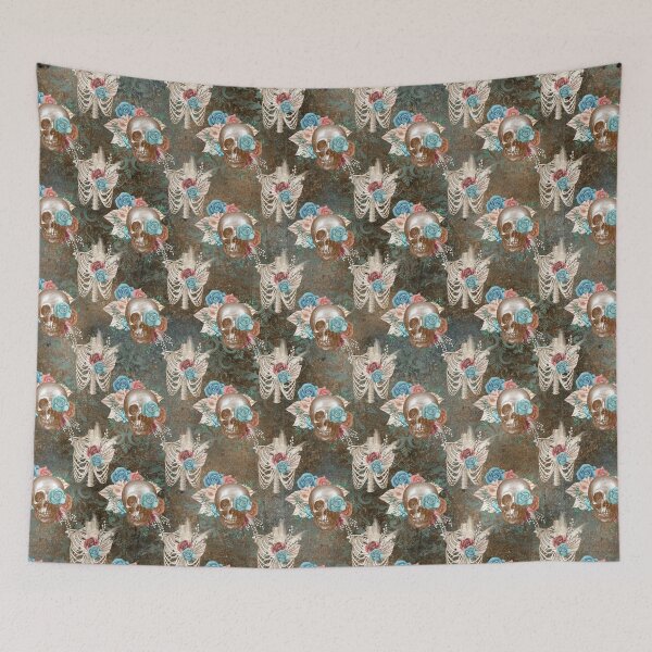 Item preview, Boho Skull with flowers pattern designed and sold by ZDreamers.
