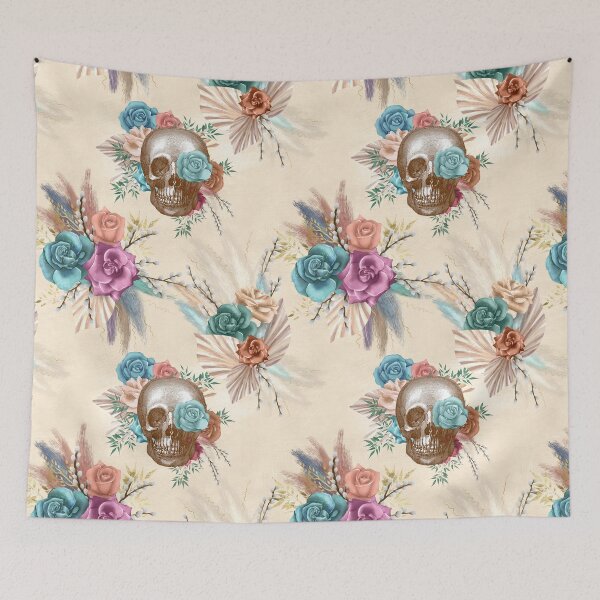 Item preview, Boho Skull with flowers pattern designed and sold by ZDreamers.