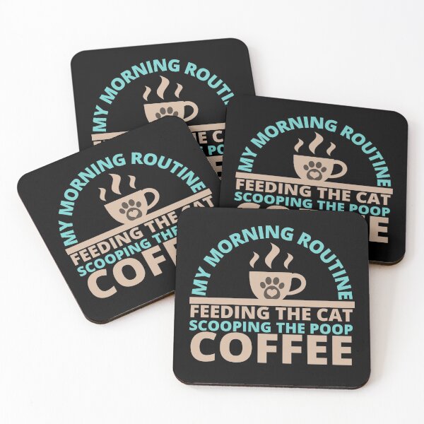 Item preview, Morning routine: feeding the cat, scooping the poop, coffee designed and sold by forthecatssake.