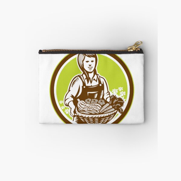 Item preview, Organic Female Farmer Farm Produce Harvest Woodcut designed and sold by patrimonio.