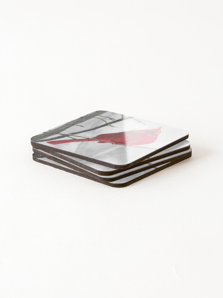 Thumbnail 4 of 5, Coasters (Set of 4), Winter Cardinal designed and sold by Rdemay02.