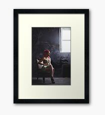 Young woman with dreadlocks wearing corset Framed Print
