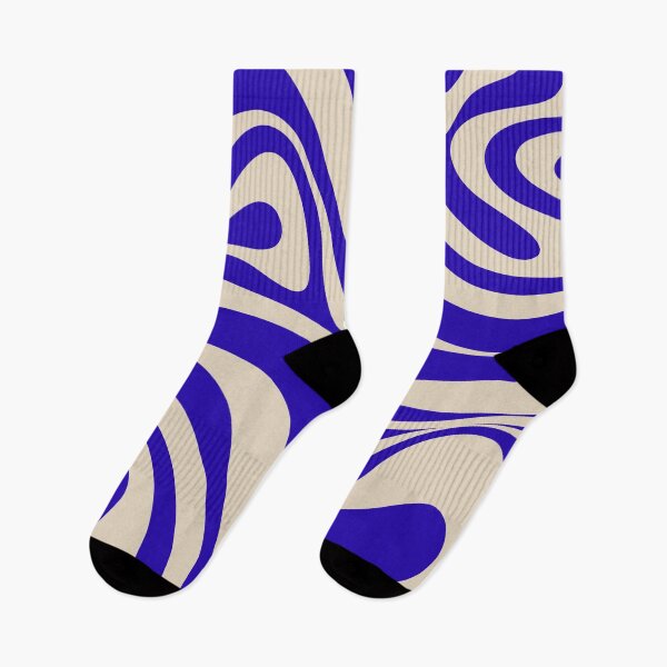 Item preview, New Groove Retro Swirl Abstract Pattern in Cobalt Blue and Beige designed and sold by kierkegaard.