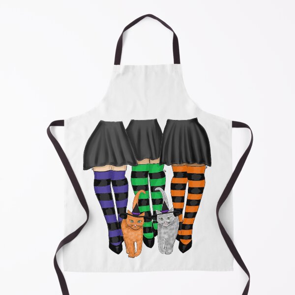 Item preview, Three Witches with Color Striped Socks and Two Cats designed and sold by SMillustrations.