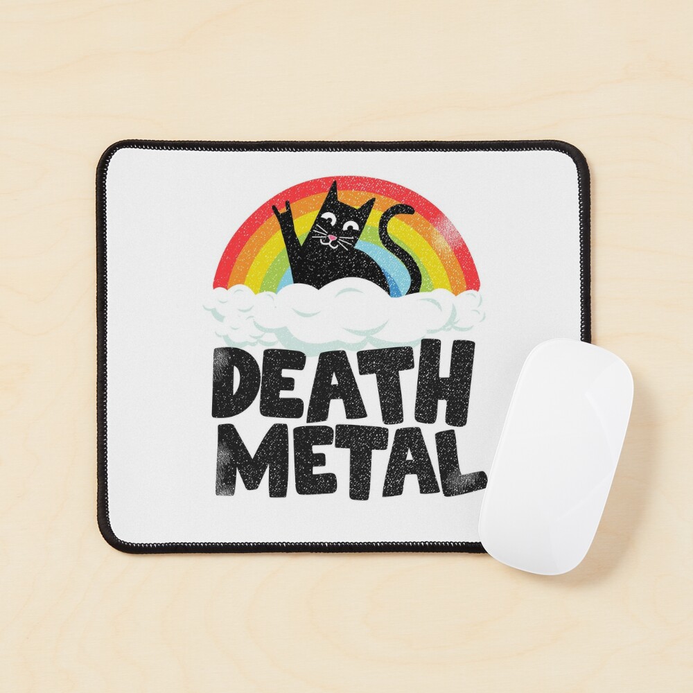 Funny Death Metal Cat Gift Rainbow Heavy Metal Throw Pillow by Lisa Stronzi  - Pixels