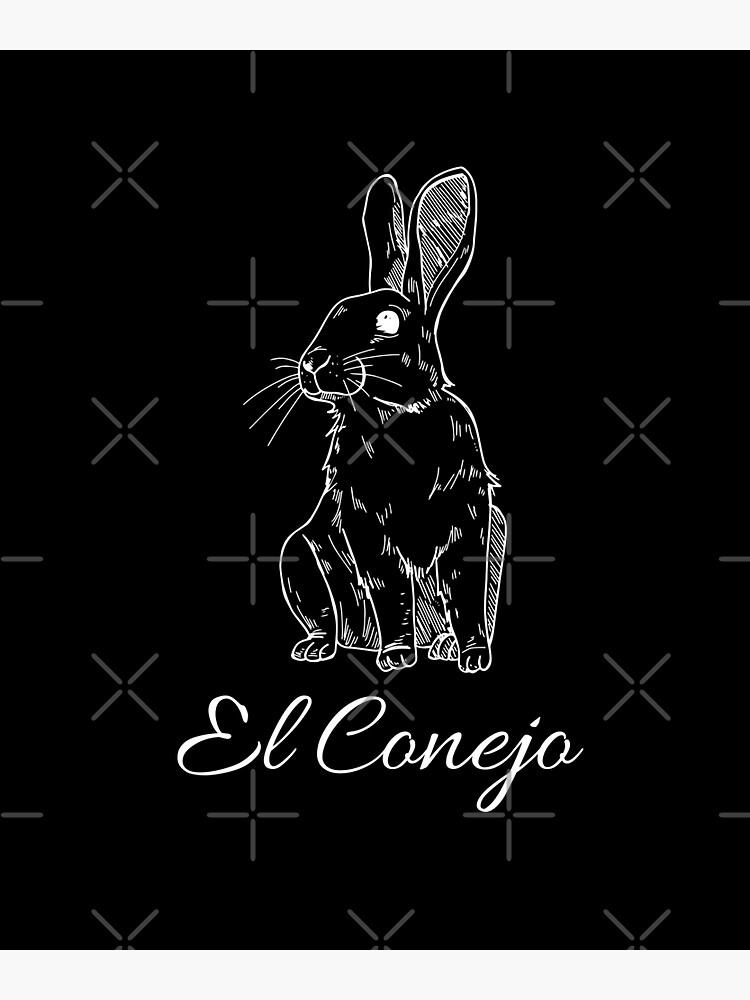 "Spanish Text El Conejo (The Rabbit) Black Background" Sticker by