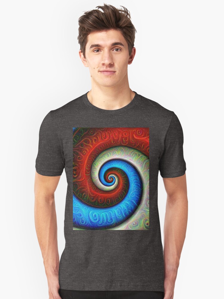 Alternate view of #DeepDream Color Fibonacci Visual Areas Slim Fit T-Shirt