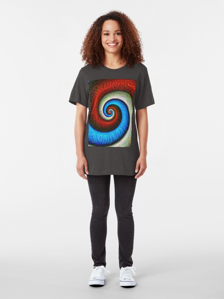 Alternate view of #DeepDream Color Fibonacci Visual Areas Slim Fit T-Shirt