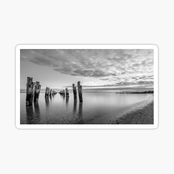 Jetty Sunrise B&W Sticker