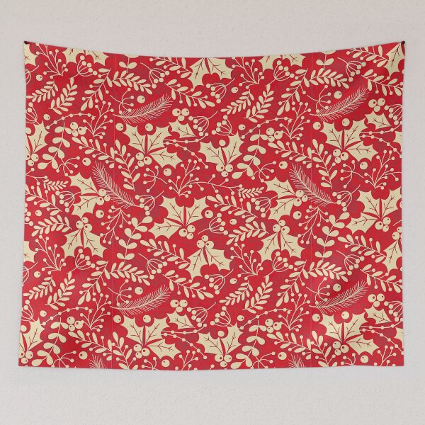 Item preview, Christmas Floral Pattern, Christmas Seamless Pattern, Holly Leaves and Berries designed and sold by graphic-genie.