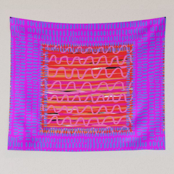 Item preview, PINK HORIZONTAL SQUIGGLE CONFETTI (Blue Border) designed and sold by EllieMonroe.