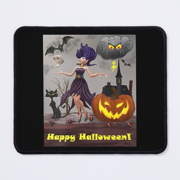 Item preview, Witch with Black Cat, Bats & Pumpkin Halloween Special  designed and sold by jouner.