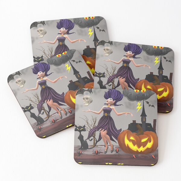 Item preview, Witch with Black Cat, Bats & Pumpkin Halloween Special  designed and sold by jouner.