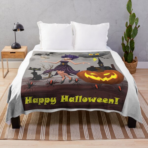 Item preview, Witch with Black Cat, Bats & Pumpkin Halloween Special  designed and sold by jouner.