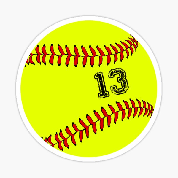 "Softball ball number 13, thirteen " Sticker for Sale by TheCultStuff