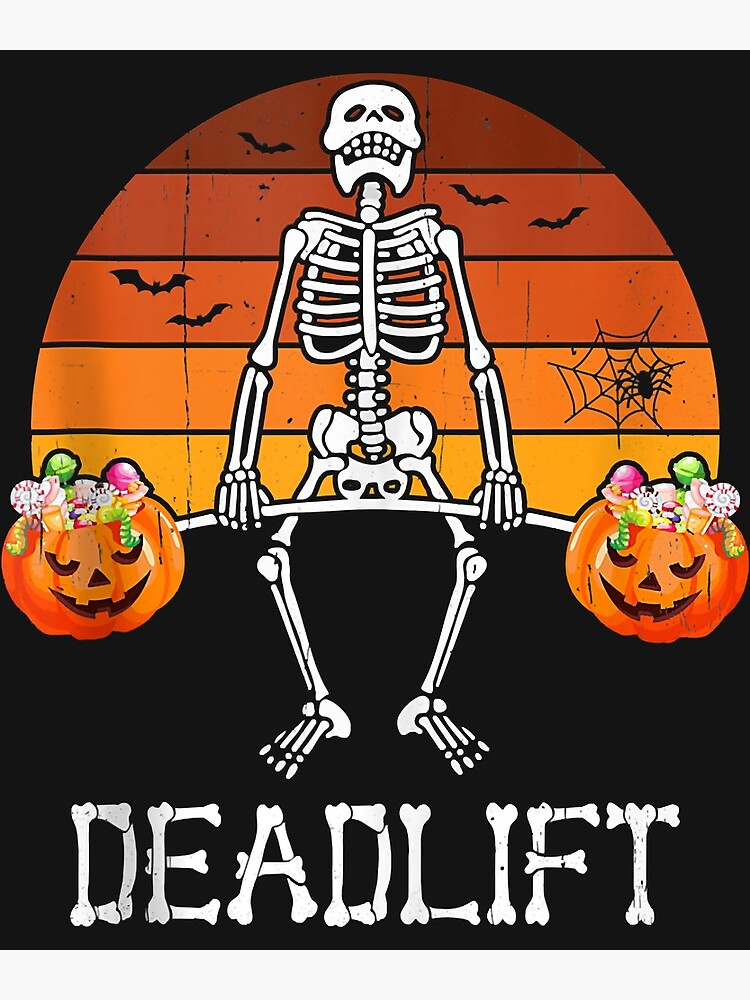 "Skeleton Dead Lift Candy Buckets Gym Workout Halloween" Photographic