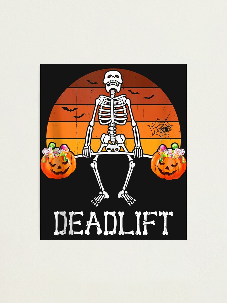 "Skeleton Dead Lift Candy Buckets Gym Workout Halloween" Photographic