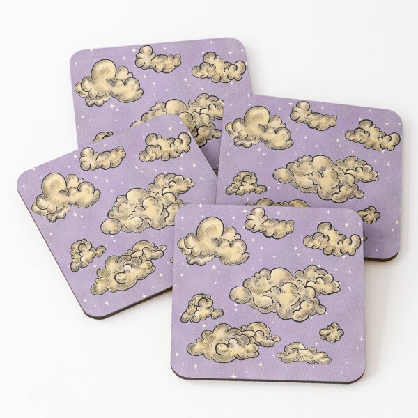 Item preview, Vintage Clouds (pastel lilac, old yellow) designed and sold by ‧͙⁺˚*･༓☾ Moon Saikia ☽༓･*˚⁺‧͙.