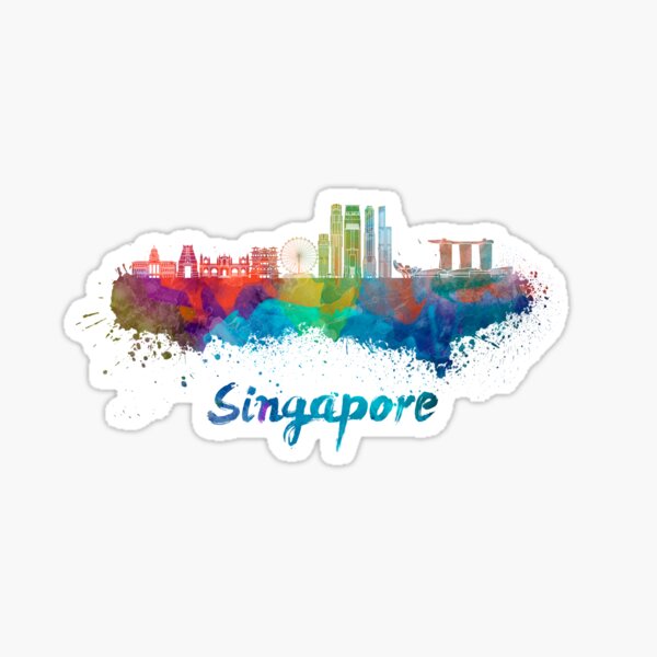 Singapore V2 skyline in watercolor Sticker