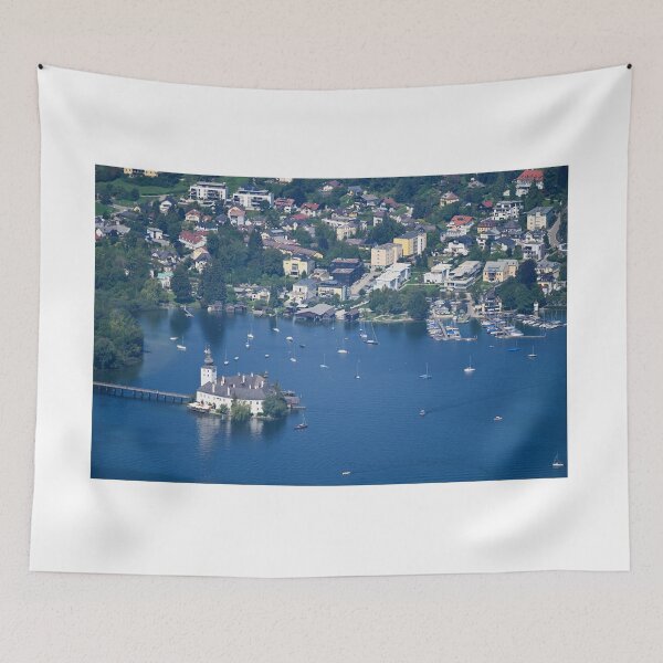 Item preview, Panoramic view of castle Schloss Ort Orth on lake Traunsee in Gmunden Upper Austria designed and sold by goceris.