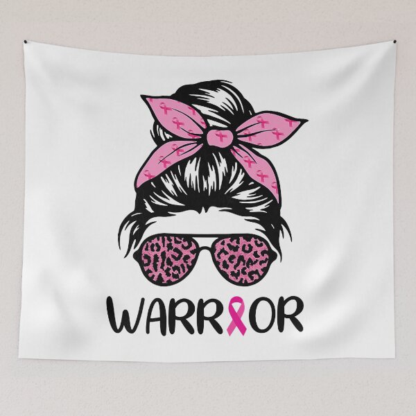 Item preview, Womens Warrior Breast Cancer Awareness Messy Bun Leopard Pink Tank Top designed and sold by jouner.