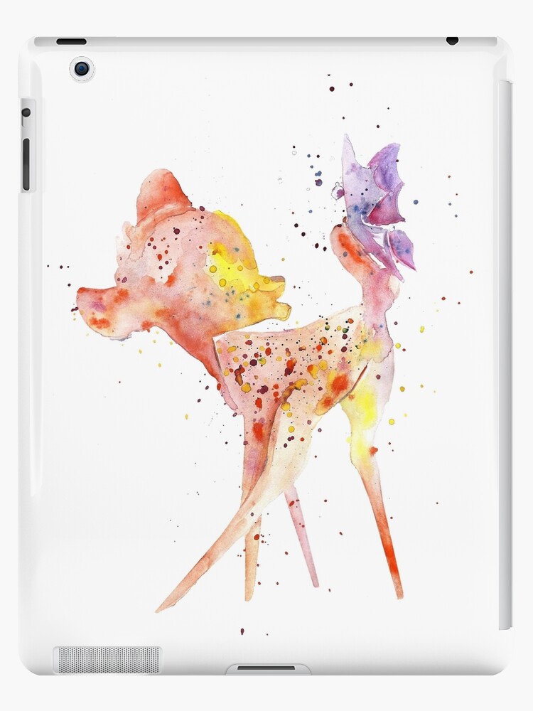 Bambi With Butterfly Watercolor Art Gift For Kids Ipad Case Skin By Salomemika Redbubble