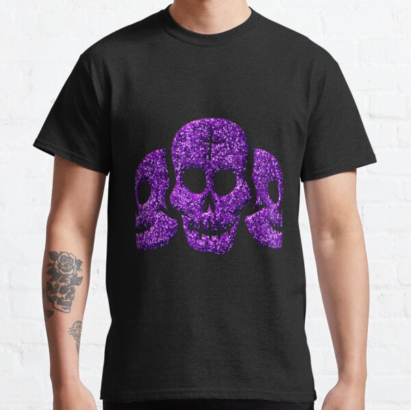Purple Glitter 3 Head Skulls Classic T-Shirt