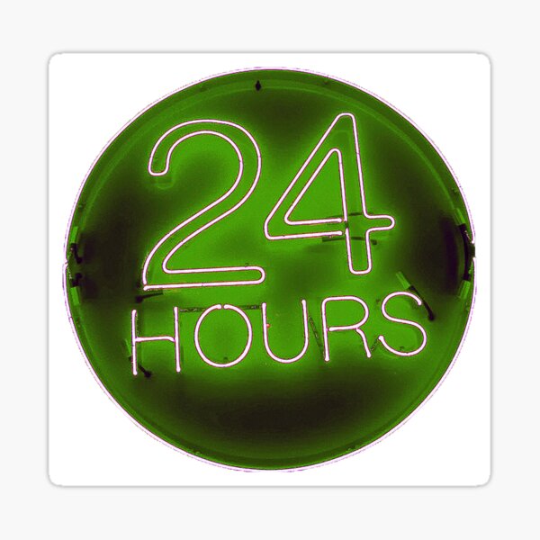 24 hrs green Sticker