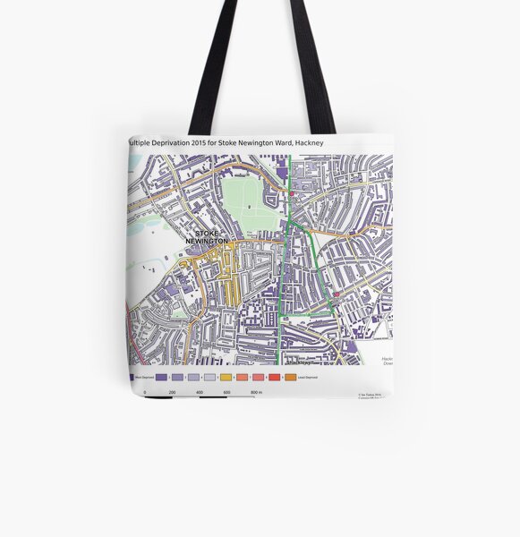 Múltiples privaciones Stoke Newington sala, Hackney Bolsa estampada de tela