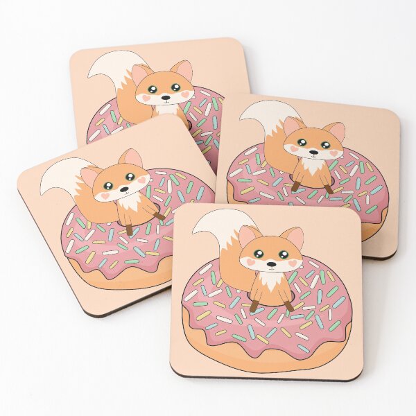 Item preview, Fox Doughnut Rose Pink Icing designed and sold by cashewdays.