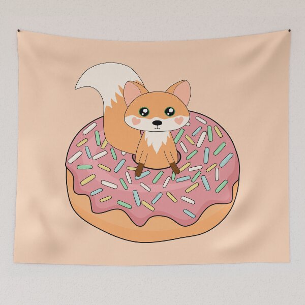 Item preview, Fox Doughnut Rose Pink Icing designed and sold by cashewdays.