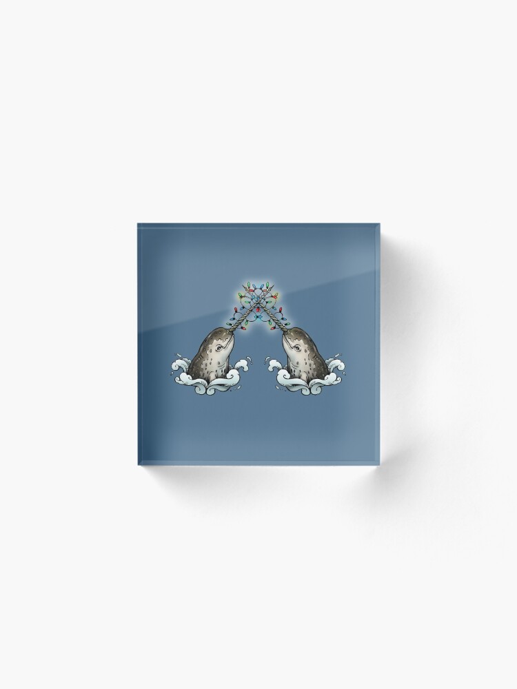 Alternate view of Christmas narwhal Acrylic Block