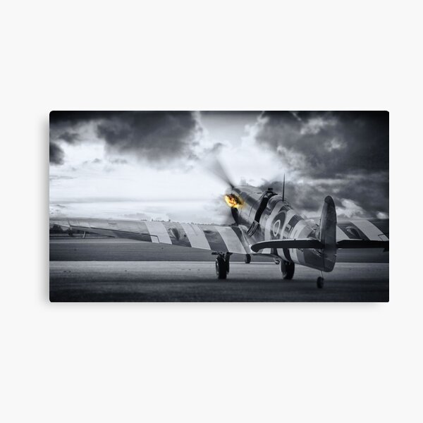 Supermarine Spitfire Propeller Flames Exhaust Canvas Art Poster Print Wall Decor 