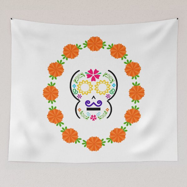 Item preview, Mexican Calaverita (Skull) with Purple Mustache designed and sold by mixMixtli.