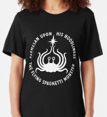 Flying Spaghetti Monster - His Noodliness (White) Slim Fit T-Shirt