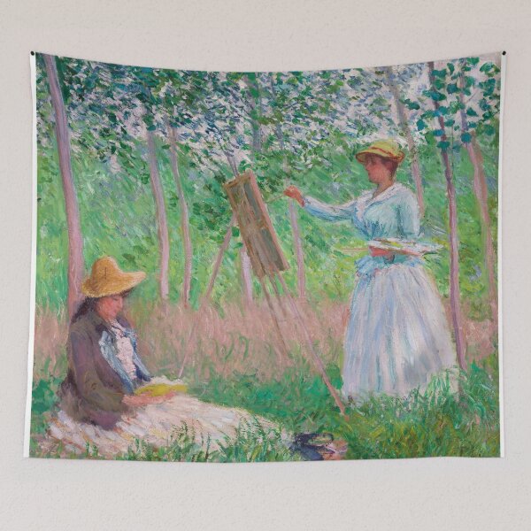 Item preview, In the Woods at Giverny Blanche Hoschede at Her Easel with Suzanne Hoschede Reading designed and sold by PaintedDreams96.