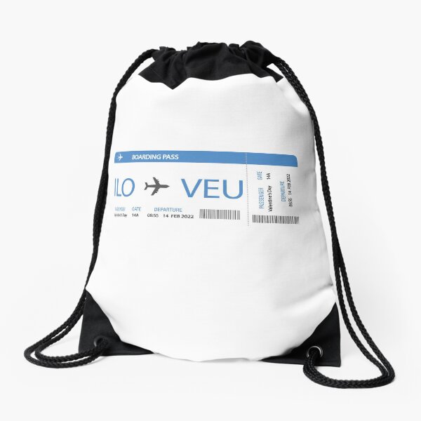 VALENTINE'S DAY BOARDING PASS AIRPLANE I lOVE YOU Drawstring Bag