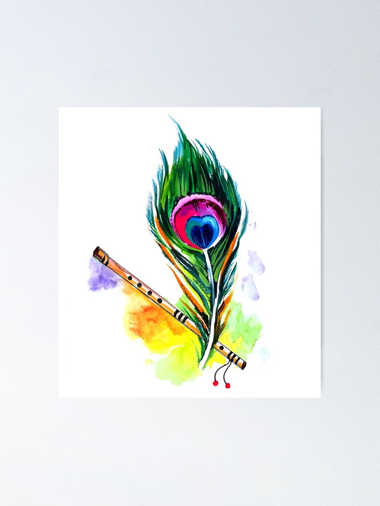 Lord Krishna painting,flute hand,peacock feather,blue colour art ,Indian  traditional art, Acrylic Print by Mariyah Badnagerwala - Fine Art America