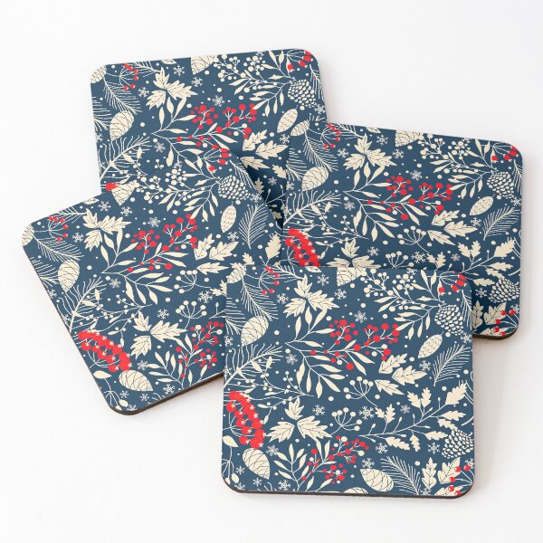 Item preview, Christmas Floral Pattern, Happy New Year seamless Pattern with Fir Cone, Holly Leaves and Berries designed and sold by graphic-genie.