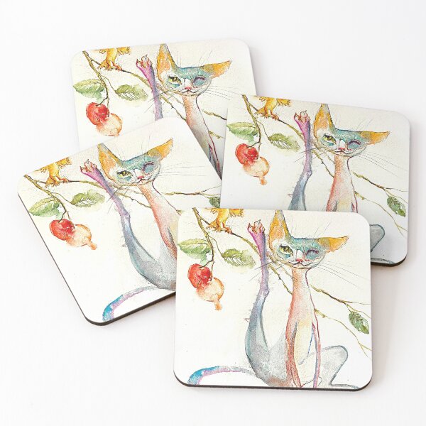 Item preview, Funny skinny funny cat with a bird. designed and sold by Elena Reutova.