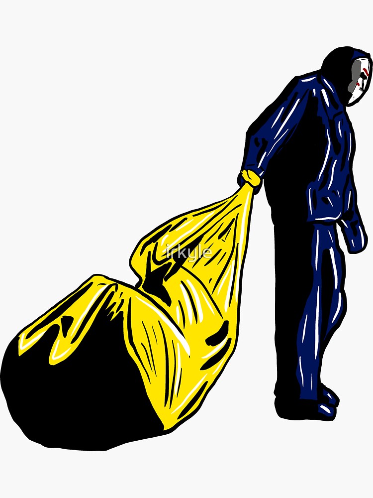 "Jason and his sleeping bag" Sticker by irkyle Redbubble