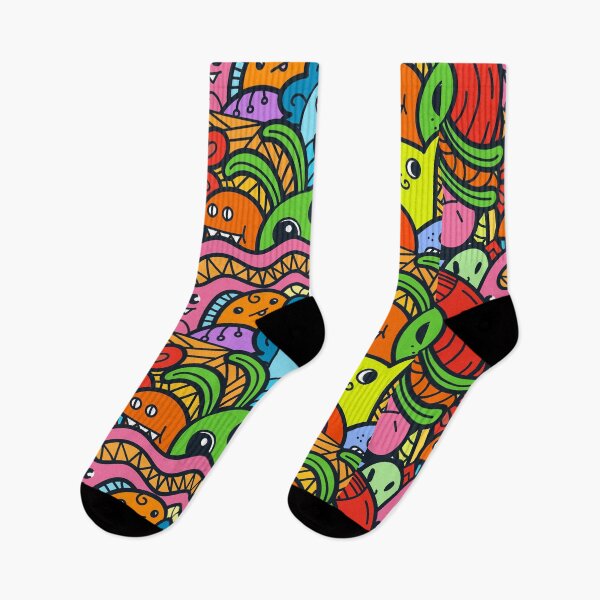Item preview, colorful monsters doodles pattern  designed and sold by Danalight.