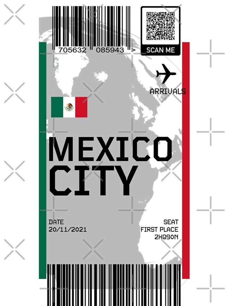 Mexico City Plane Ticket Boarding Pass